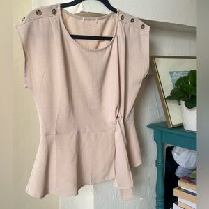 Blush Peplum Tie-Waist Blouse